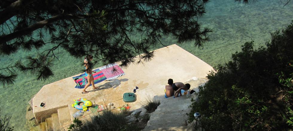 The beach in front of the house